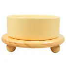 Миска Mr.Kranch Bamboo керамическая желтая на бамбуковой подставке, 850мл