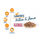 85гр Влажный корм Happy Cat Kitten & Junior LandEnte полнорационный беззерновой для котят с мясными кусочками Утки в соусе