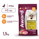 1+1 1,5кг Корм Award Hairball & Indoor для взрослых кошек для выведения шерсти с Уткой и Индейкой с добавлением зеленой чечевицы и Юкки Шидигера