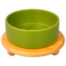 Миска Mr.Kranch Bamboo керамическая на бамбуковой подставке Зеленая, 850мл