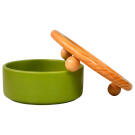 Миска Mr.Kranch Bamboo керамическая на бамбуковой подставке Зеленая, 850мл