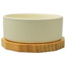 Миска Mr.Kranch Bamboo керамическая белая на бамбуковой подставке, 860мл