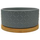 Миска Mr.Kranch Bamboo керамическая серая на бамбуковой подставке, 860мл