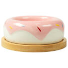 Миска Mr.Kranch Bamboo керамическая розовая на бамбуковой подставке, 250мл