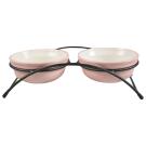 Миска Mr.Kranch на подставке для собак и кошек двойные 2*290мл с лапкой, розовые