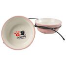 Миска Mr.Kranch на подставке для собак и кошек двойные 2*290мл с лапкой, розовые