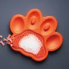 Миска PetDreamHouse "Лапа" для медленного кормления 2в1, 36*30*3см, оранжевая, 540гр