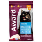 1+1 0,4кг Корм Award Sterilized для взрослых стерилизованных кошек с Белой рыбой с добавлением семян льна, клюквы и цикория