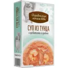 4*35г Лакомство "Деревенские лакомства" для кошек суп из Тунца с Креветками и Крабом