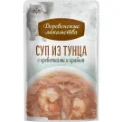 4*35г Лакомство "Деревенские лакомства" для кошек суп из Тунца с Креветками и Крабом