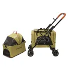 Коляска прогулочная Mr.Kranch двойная повышенной проходимости для собак и кошек 10+10кг, Оливковая