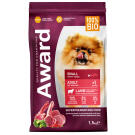 1+1 1,5кг Корм Award для взрослых собак мелких и миниатюрных пород с Ягненком и Индейкой с добавлением брокколи и брусники