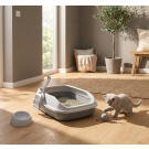 Лоток IDEA "ПЕРВЫЙ" для кошек с высоким бортом, совком и миской Капучино, 41*29см