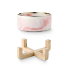Миска керамическая Red Bow для животных на подставке Розовая мрамор/золото, 400мл