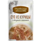 4*35г Лакомство "Деревенские лакомства" для кошек суп из Курицы с говядиной и шпинатом