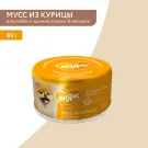 1+1 80г Влажный дополнительный корм Мнямс для собак и щенков старше 6 месяцев на каждый день мусс из Курицы с Печенью