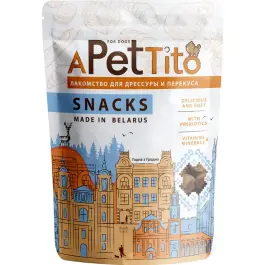 90гр Лакомство-снек Pet's Brunch APetTito для поощрения при дрессировке собак всех возрастов, Мяско с Сыром