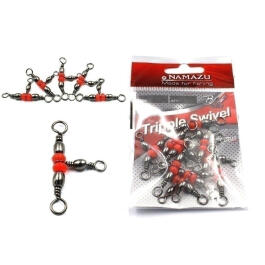 Вертлюг тройной c бусиной NAMAZU Tripple Swivel 10*12