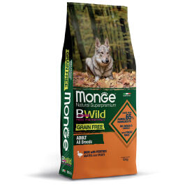12кг Monge Dog BWild Grain Free для взрослых собак с уткой и картофелем