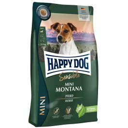 4кг Корм Happy Dog Mini Montana 24/12 беззерновй для взрослых собак мелких пород с чуствительным пищеварением с Кониной и картофелем