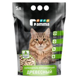 Наполнитель древесный Gamma крупные гранулы, 5л