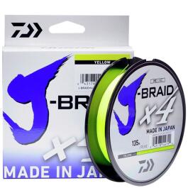 Шнур плетеный DAIWA J-Braid X4 желтая 135м 0,17мм
