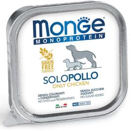 150гр Влажный корм Monge Dog Monoprotein SOLO Chicken монопротеиновый паштет для собак из Курицы