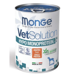 400гр*12шт Консервы Monge Vetsolution Dog HYPO Monoprotein Duck Вет. диета для собак для снижения реакции пищевой непереносимости с Уткой
