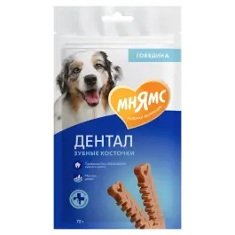 70гр Лакомство Мнямс DENTAL для собак "Зубные косточки" с фитокомплексом с Говядиной