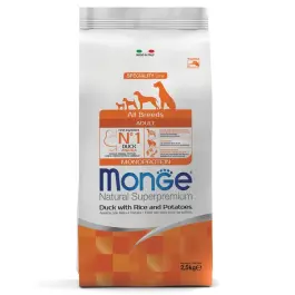 2,5кг Корм Monge Dog SP Monoprotein Adult Duck/Rice для взрослых собак всех пород с Уткой и рисом