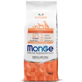 12кг Корм Monge Dog SP Monoprotein Adult Salmon/Rice для взрослых собак всех пород с Лососем и рисом