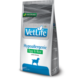 12кг Корм Farmina Vet Life Dog Hypoallergenic Egg&Rice диета для взрослых собак для снижение пищевой аллергии и/или непереносимости ингредиентов и питательных веществ с Яйцом и рисом