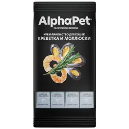 48гр Крем-лакомство AlphaPet Superpremium для кошек с Креветкой и моллюском