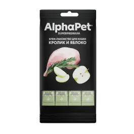 48гр Крем-лакомство AlphaPet Superpremium для кошек с Кроликом и яблоком