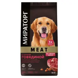 10кг Корм Мираторг Meat для взрослых собак средних и крупных пород с сочной Говядиной