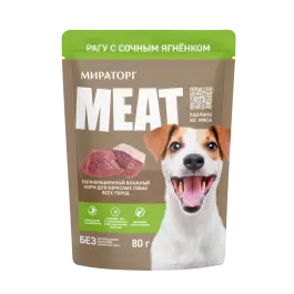 80гр Влажный корм Мираторг Meat для взрослых собак всех пород, рагу с сочным Ягнёнком