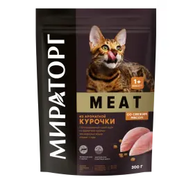 0,3кг Корм Мираторг Meat для взрослых кошек старше 1 года с ароматной Курочкой