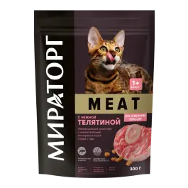 1,5кг Корм Мираторг Meat полнорационный для взрослых кошек старше 1 года с нежной Телятиной