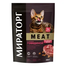 0,3кг Корм Мираторг Meat полнорационный для взрослых кошек всех пород с сочной Говядиной