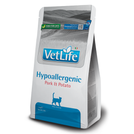 0,4кг Корм Farmina Vet Life Cat Hypoallergenic Pork&Potato диета для кошек для снижения пищевой аллерг ии и/или непереносимости, со Свининой и картофелем