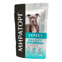 85гр Влажный корм Мираторг Expert Obesity полнорационный для взрослых собак всех пород при избыточном весе и ожирении «Бережная забота об оптимальном весе» с Курицей и говядиной