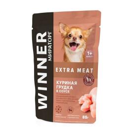 85гр Влажный корм Мираторг Extra Meat полнорационный для взрослых собак мелких пород с чувствительным пищеварением, соус с Куриной грудкой