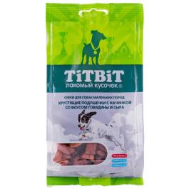 95гр Хрустящие подушечки TitBit для собак мелких пород со вкусом Говядины и Сыра