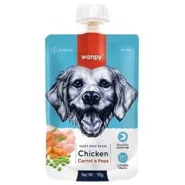 90гр Лакомство WANPY Dog для собак мясной мусс из Курицы и моркови с горохом