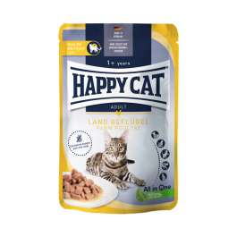 85гр Влажный корм Happy Cat Culinary Meat in Sauce LandGeflügel полнорационный беззерновой для стерилизованных кошек с мясными кусочками Птицы в соусе