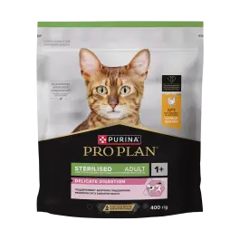 400гр Корм PRO PLAN Sterilised Delicate для взрослых стерилизованных кошек с чувствительным пищеварением Курица