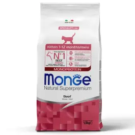 1,5кг Корм Monge Cat Monoprotein Kitten Beef Монопротеиновый для котят и беременных кошек с Говядиной