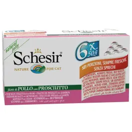 6*50гр Консерва Schesir для кошек Курица с ветчиной