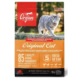 0,34кг Корм Orijen Original Cat (85/15) беззерновой для кошек и котят с Курицей, индейкой и рыбой