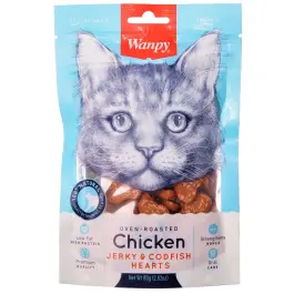 80гр Лакомство WANPY для кошек сердечки из Курицы с Треской